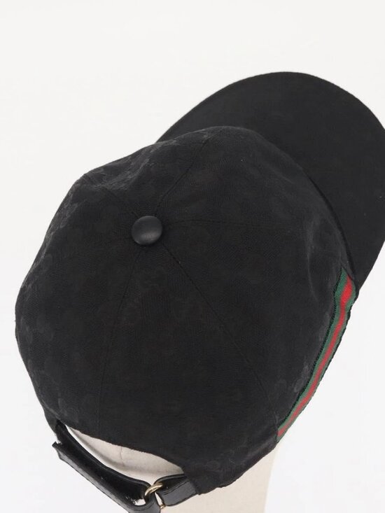 GUCCI Web Sherry Line GG Canvas Baseball Cap L Black 200035 204891 Auth ki6381 main image 12